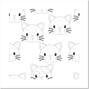 Cats Vector Fashion Background Seamless Posters and Art